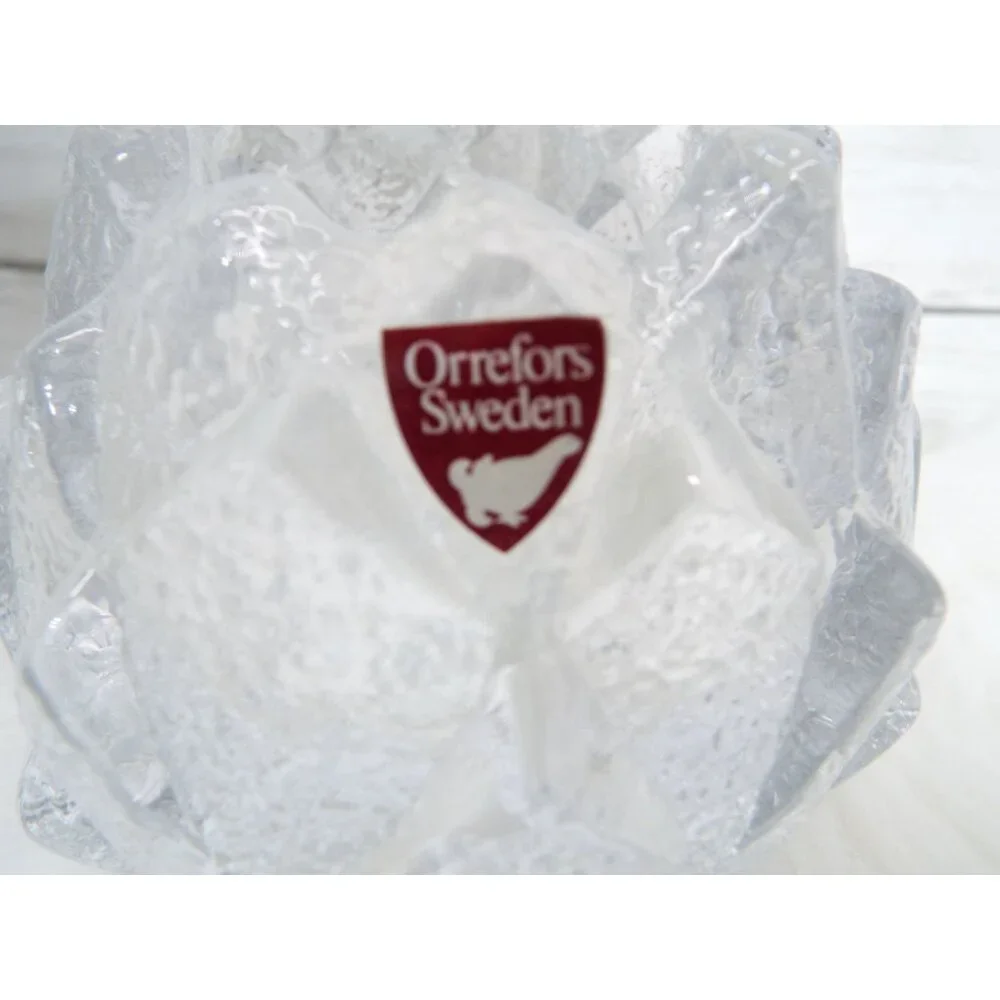 Orrefors Sweden Art Glass Artichoke Nimbus Votive Handle Holder